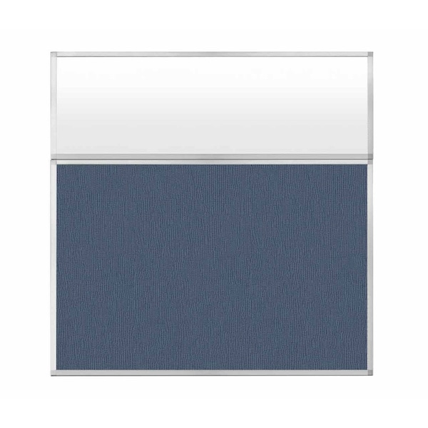 Hush Panel Configurable Cubicle Partition 6' x 6' W/ Window Ocean Fabric Frosted Window